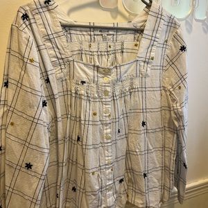 Madewell daisy windowpane blouse